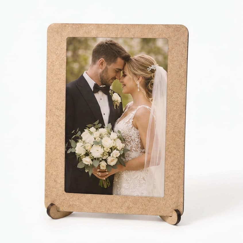 Kit Porta Retrato em MDF Cru Quadrado Foto Lembrancinha Casamento Família