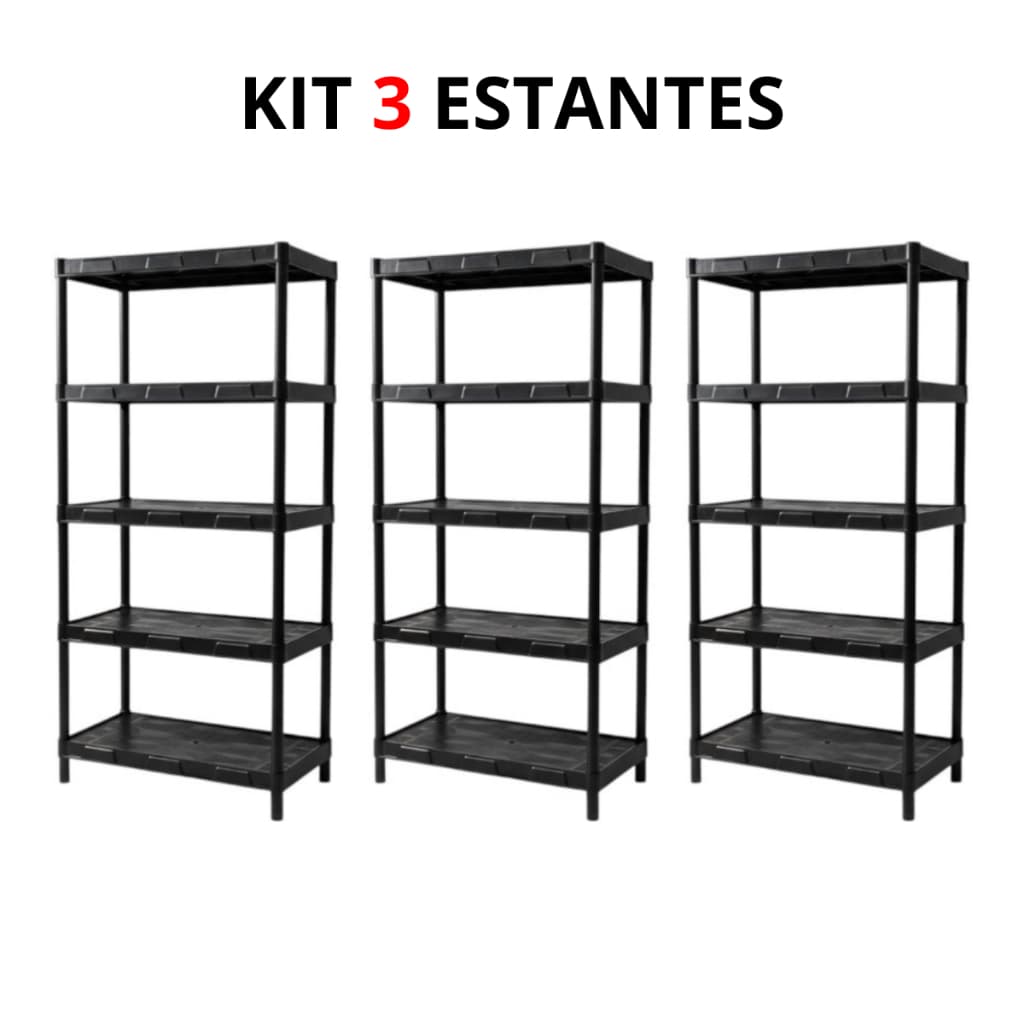 Kit 3 Estante Prateleira Multiuso Modular Resistente Reforçada Plástico