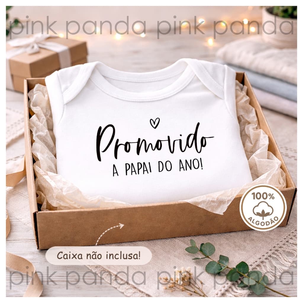 Body Bebê Frase "Promovido a Papai do Ano!" Anúncio Revelação Gravidez