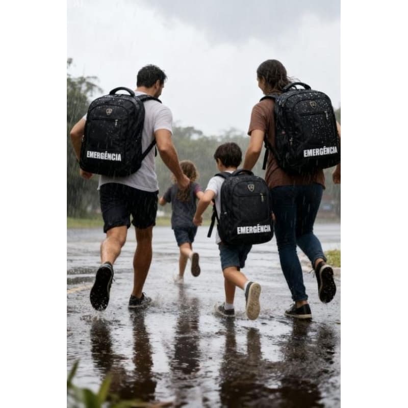 Mochila de Emergência para fortes Chuvas e Calamidades Naturais..