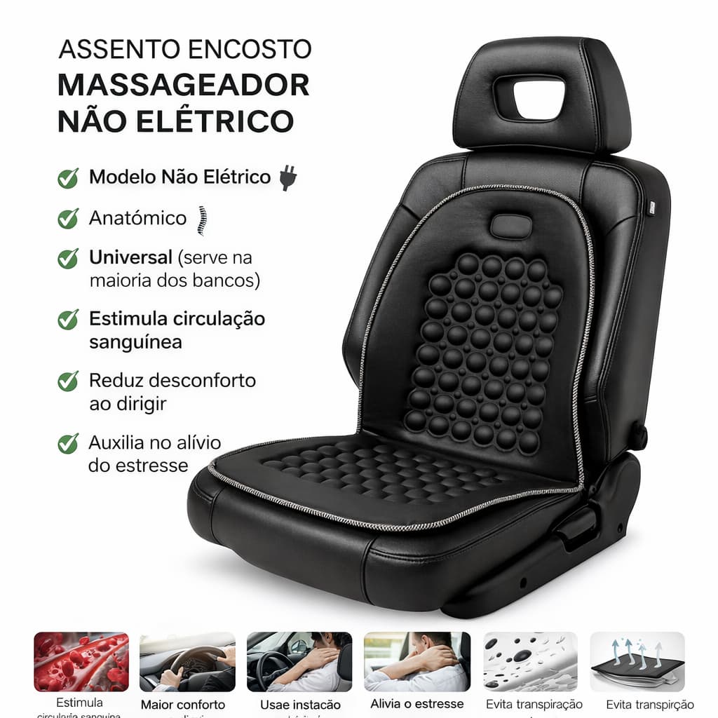Encosto Massageador Ortopédico Automotivo Assento Para Bancos e Cadeiras