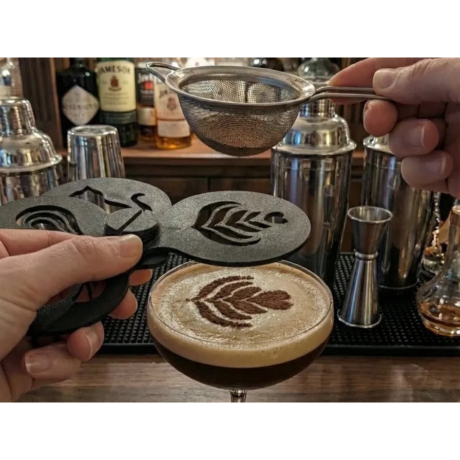 Kit 4 Stencils para Cappuccino – Moldes Decoradores para Café – Barista – Reutilizável