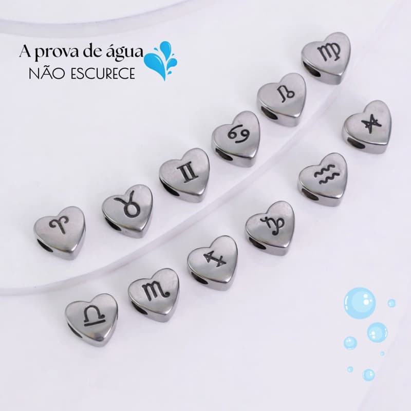 Berloque Separador Personalizados Signos do Zodíaco Horóscopo Charm Aço Inox Não Enferruja Joia Luxo