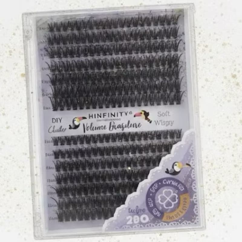 Cílios DIY Volume Brasileiro Curvatura DD 40P + 50P 280 Tufos Hinfinity