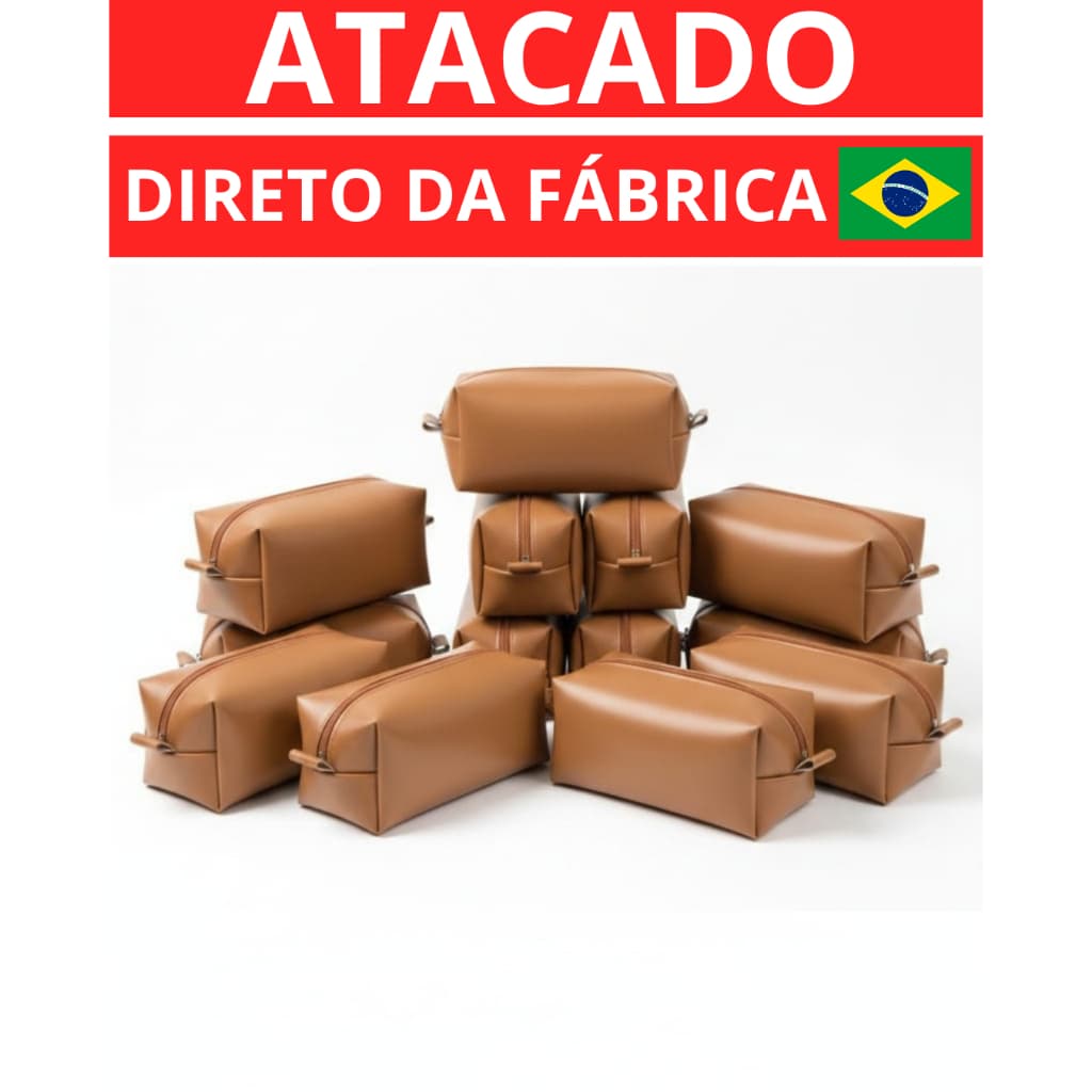 Kit Necessaires Em Couro Sintético Alta Qualidade Organizador Bolsa Lembrancinha Festa Presente Feminino Masculino