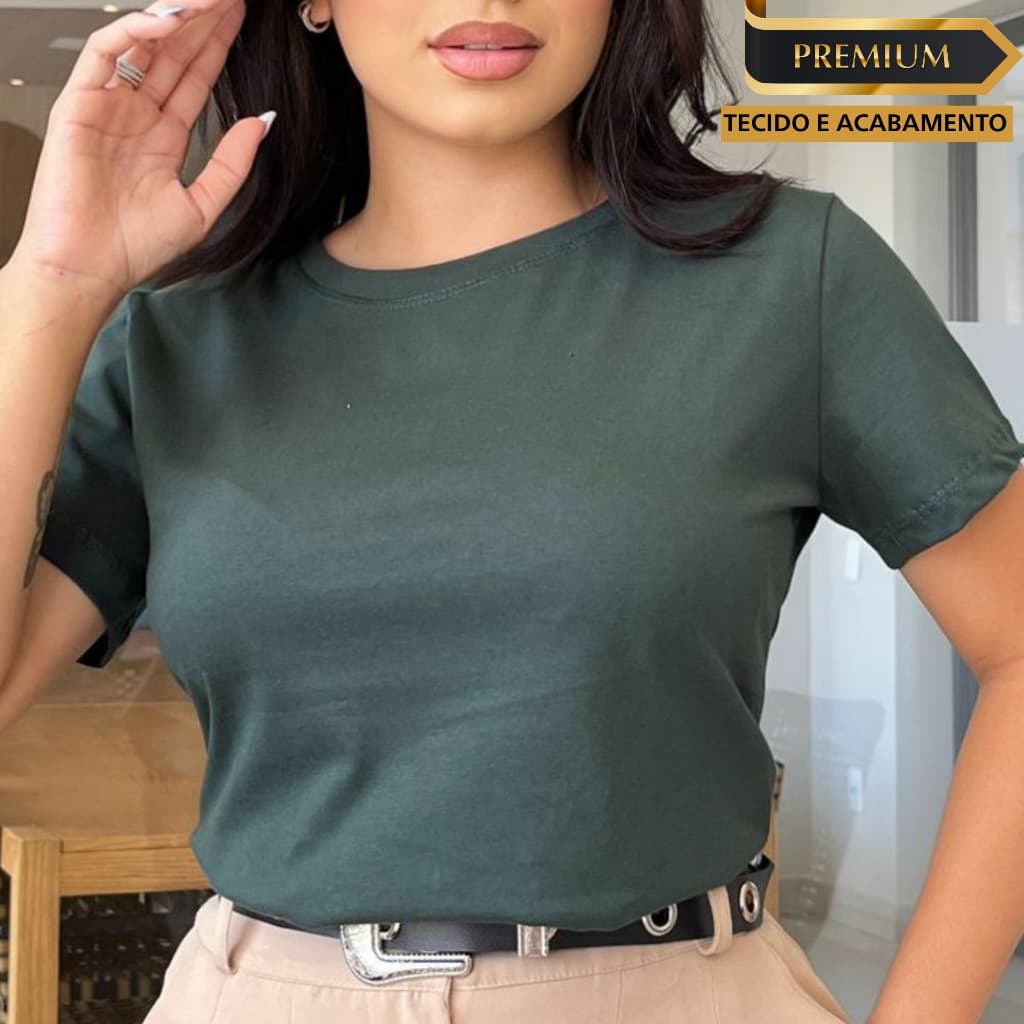 Blusa Feminina Tshirt Básica Camiseta Algodão Premium Lisa