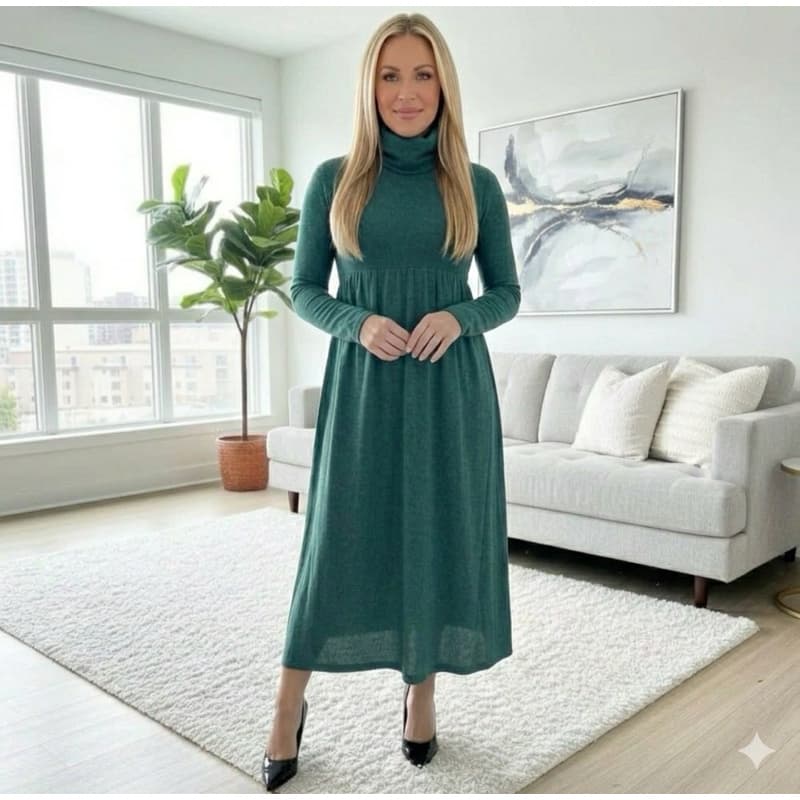 Vestido Midi Lanzinha Gola Alta - Elegância e Conforto