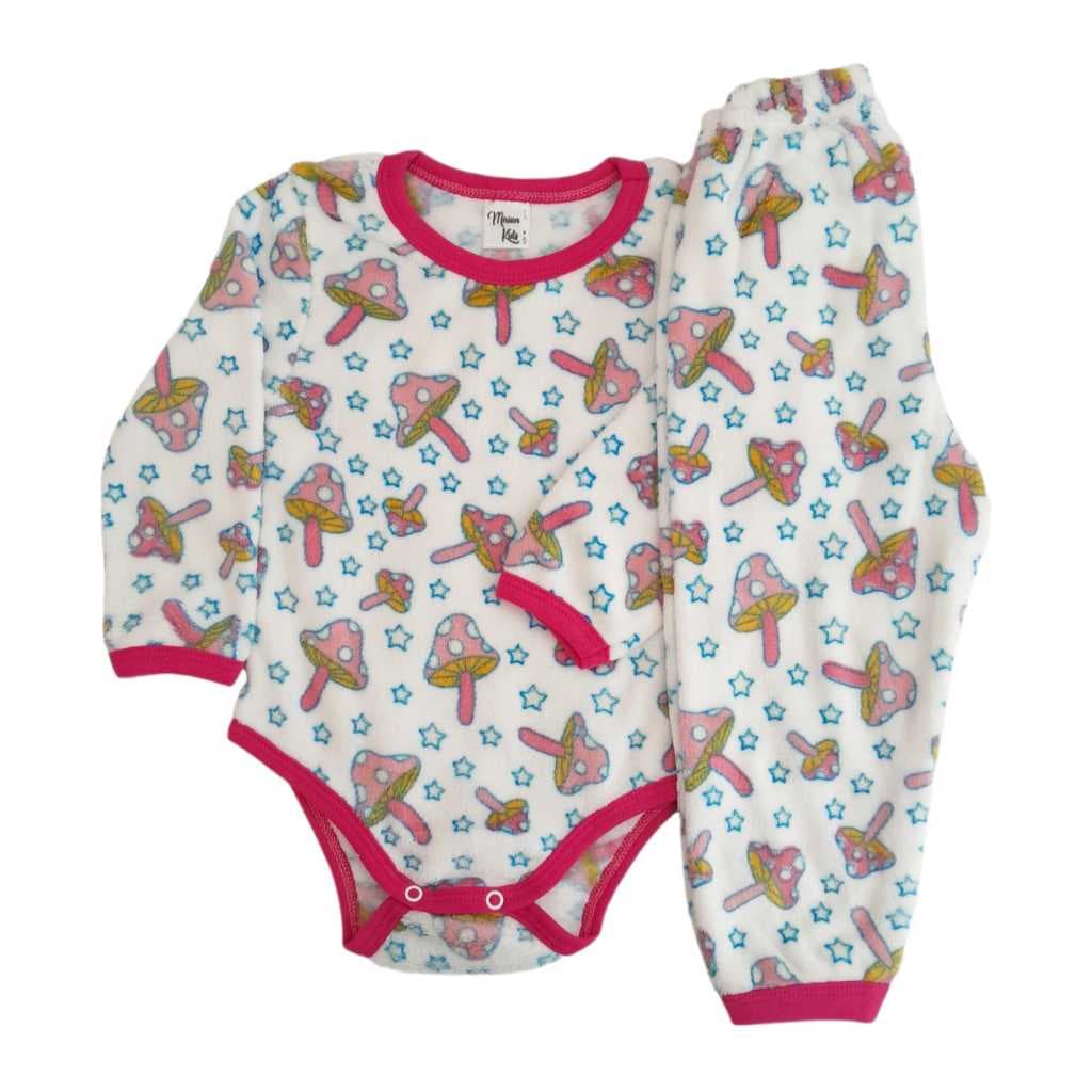 Conjunto body e mijão bebe infantil ultra soft fleece inverno