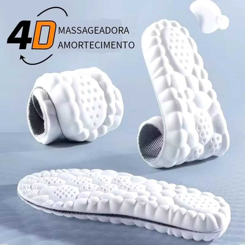 Palmilha 4D para tênis – látex com amortecimento e antiderrapante – respirável, confortável e redutor de impacto