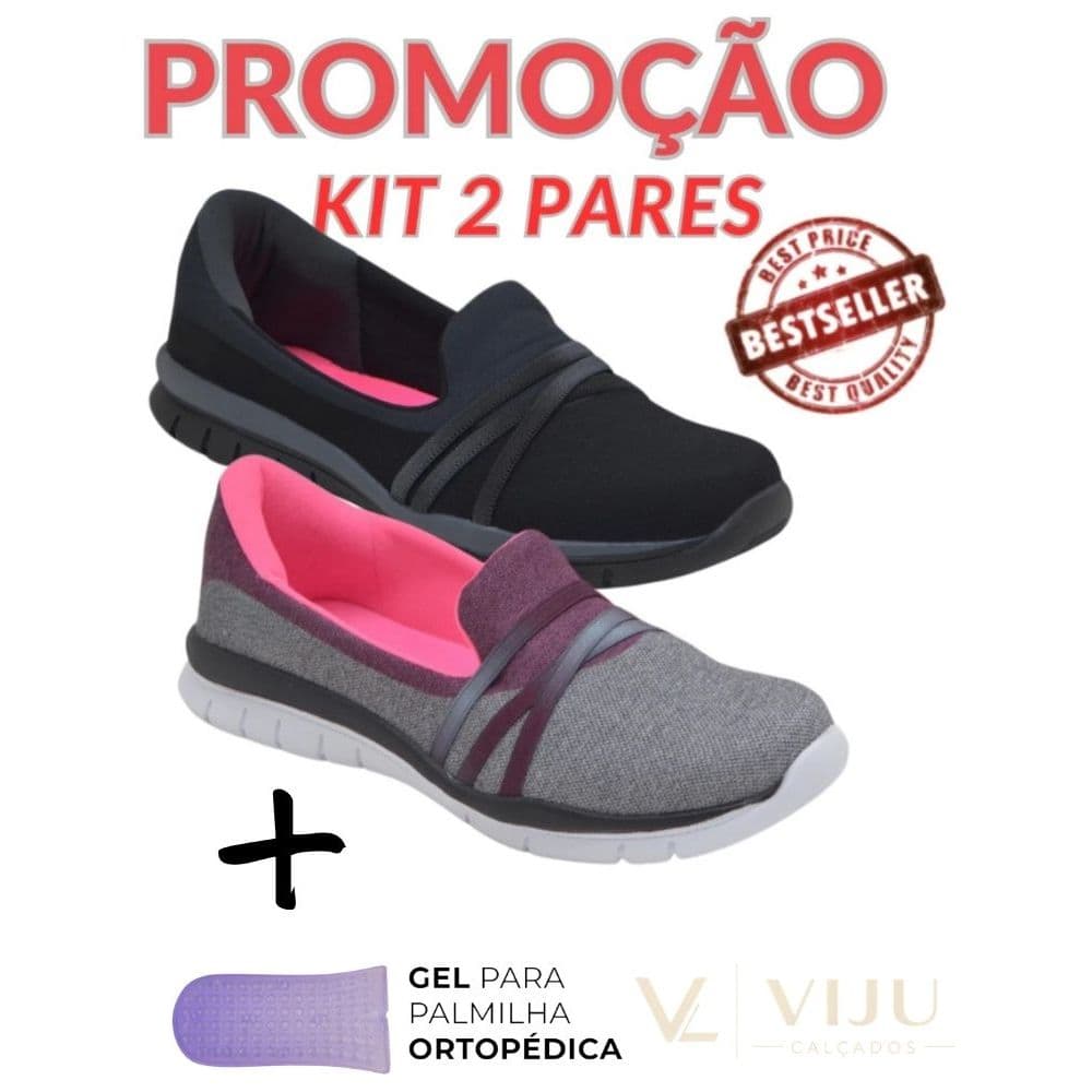 Kit 2 Sapatilhas Ortopédica Feminina Antiderrapante Envio Imediato