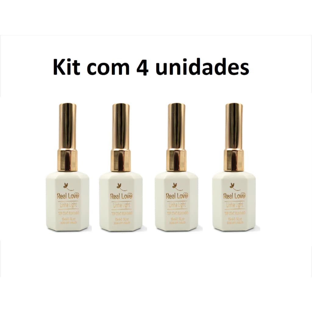 Kit 4 Top Coat Blindado Real Love Finalizador Unhas Gel