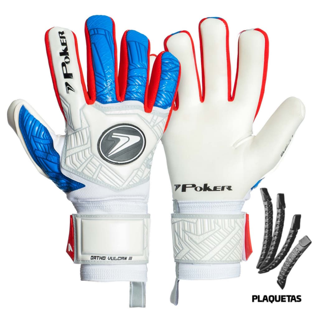 Luva De Goleiro Poker Ortho Vulcan III Com Talas Removíveis Profissional Futebol campo