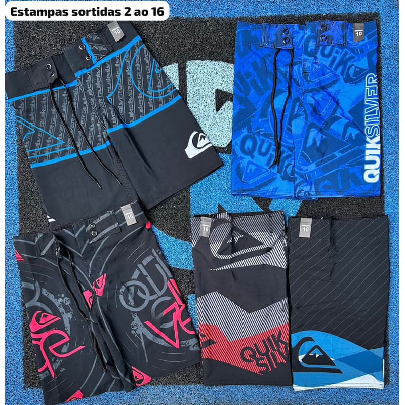 Kit com 3 Bermuda Surf masculina infantil e juvenil  no tecido elastano