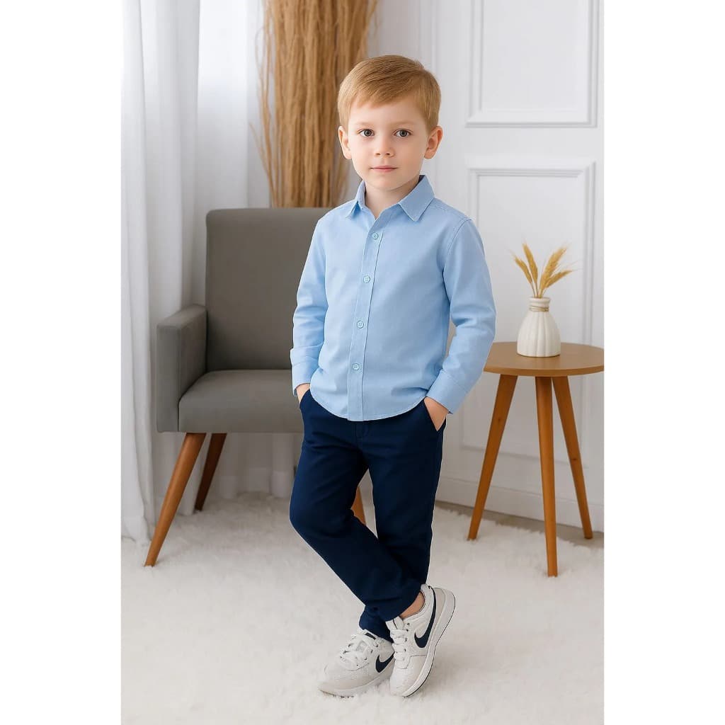 Calça Preta Camisa Azul Clara Batizado Pajem Casamento Formatura Menino Infantil