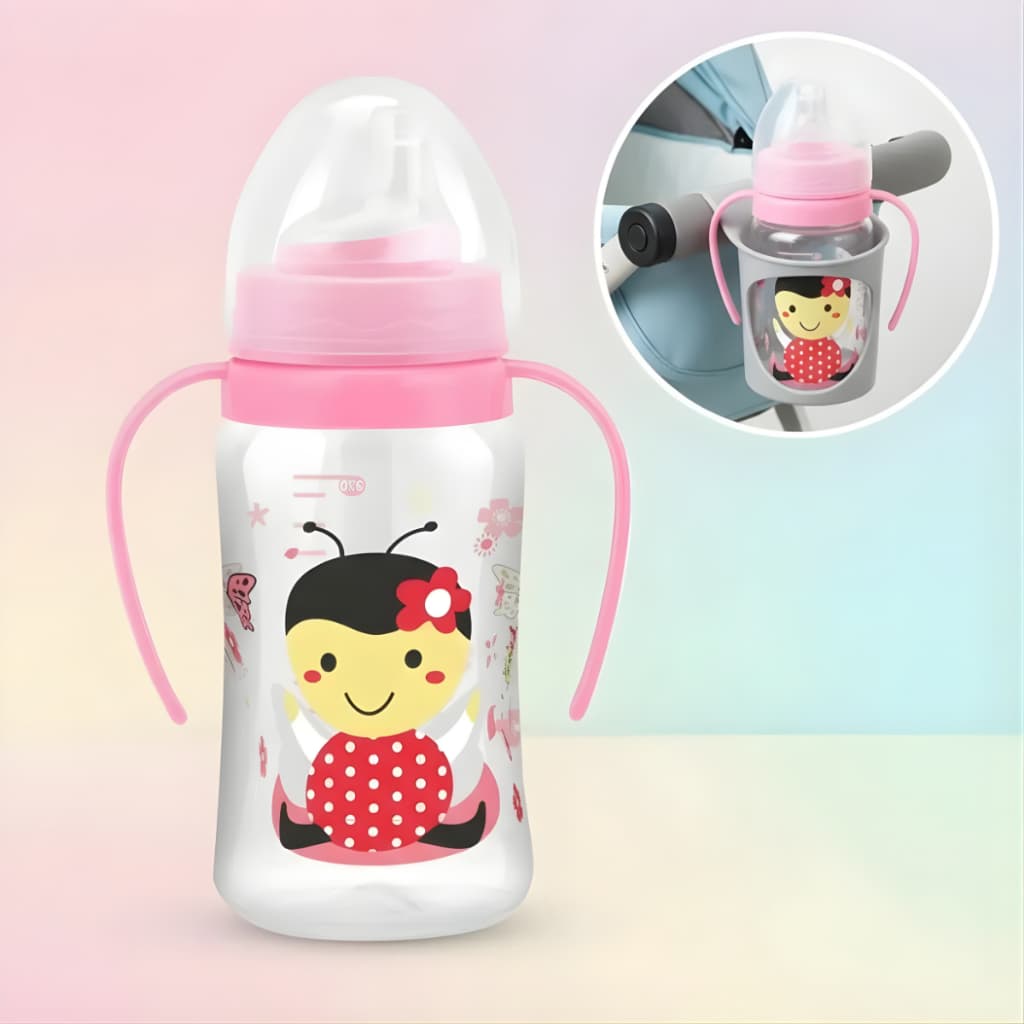 Copo Treinamento Transição Infantil/Bebê com Alça bico antizamento em Silicone MACIO Rosa menina 270ml