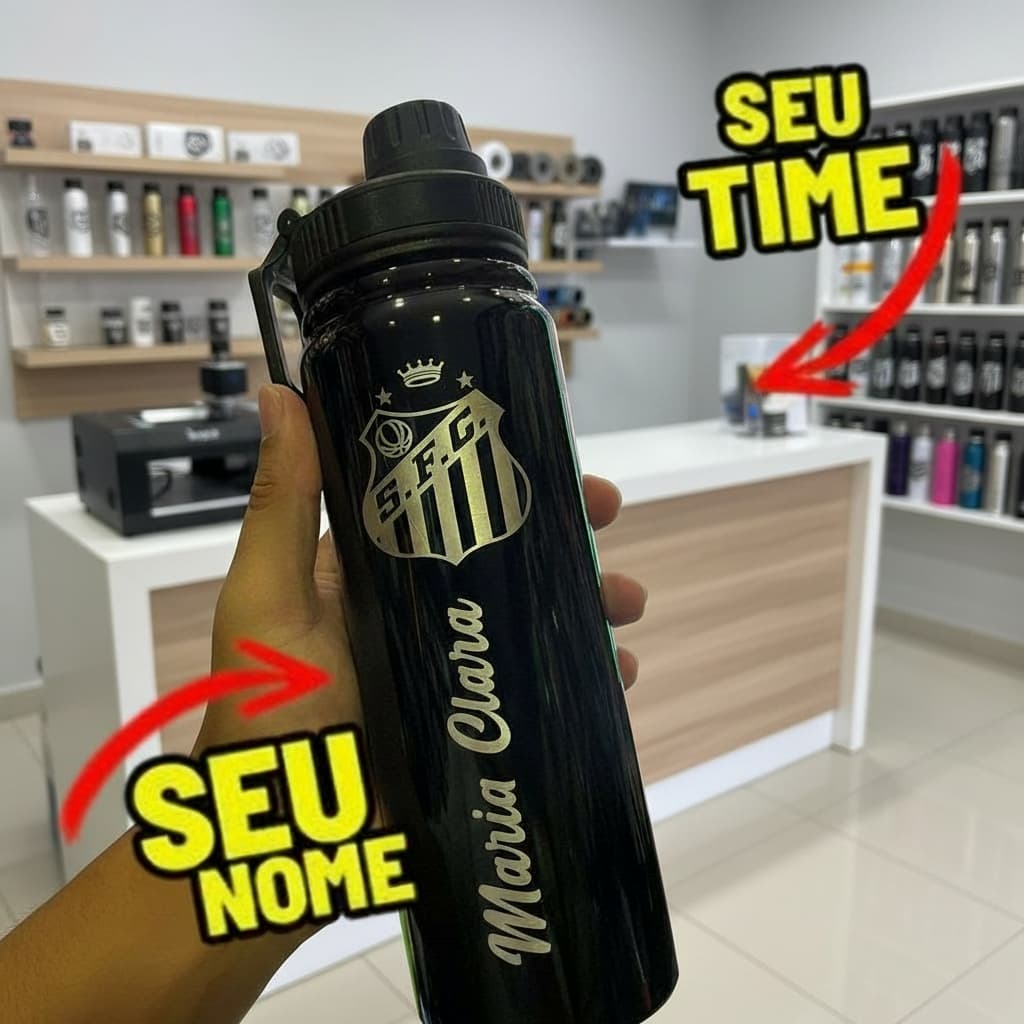 GARRAFA TÉRMICA PERSONALIZADA COM NOME  *AÇO INOX 800ML - PRESENTE -  MÃES - ACADEMIA  - BRINDES.