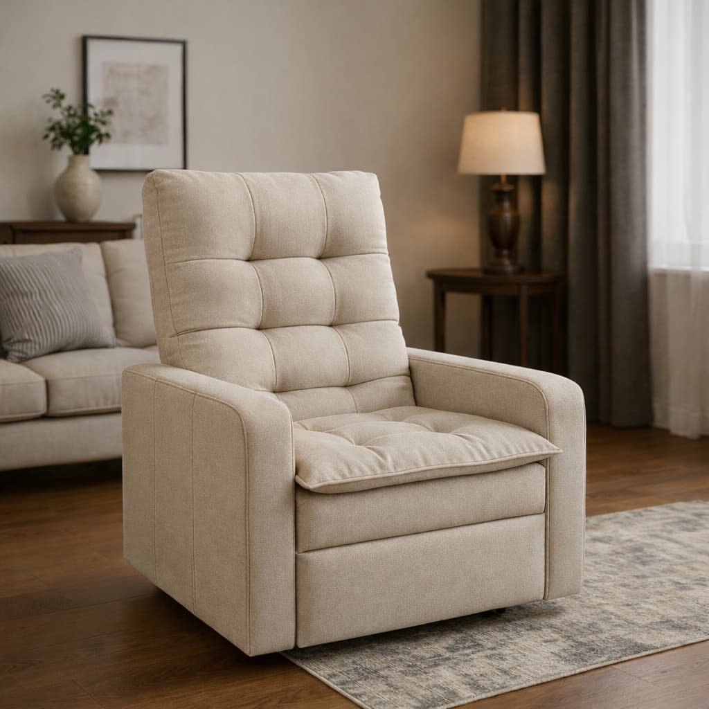 Poltrona Reclinável Marin  Feito em Tecido Linho Para Sala Decoração Recepção Papai - Trida Móveis