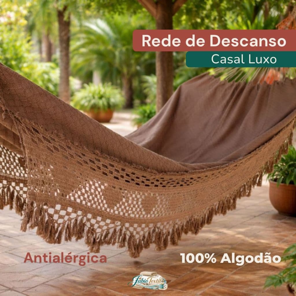 Rede de Descanso Casal Luxo 4,5m Bucho de Boi 100% Algodão Reforçada Antialérgica