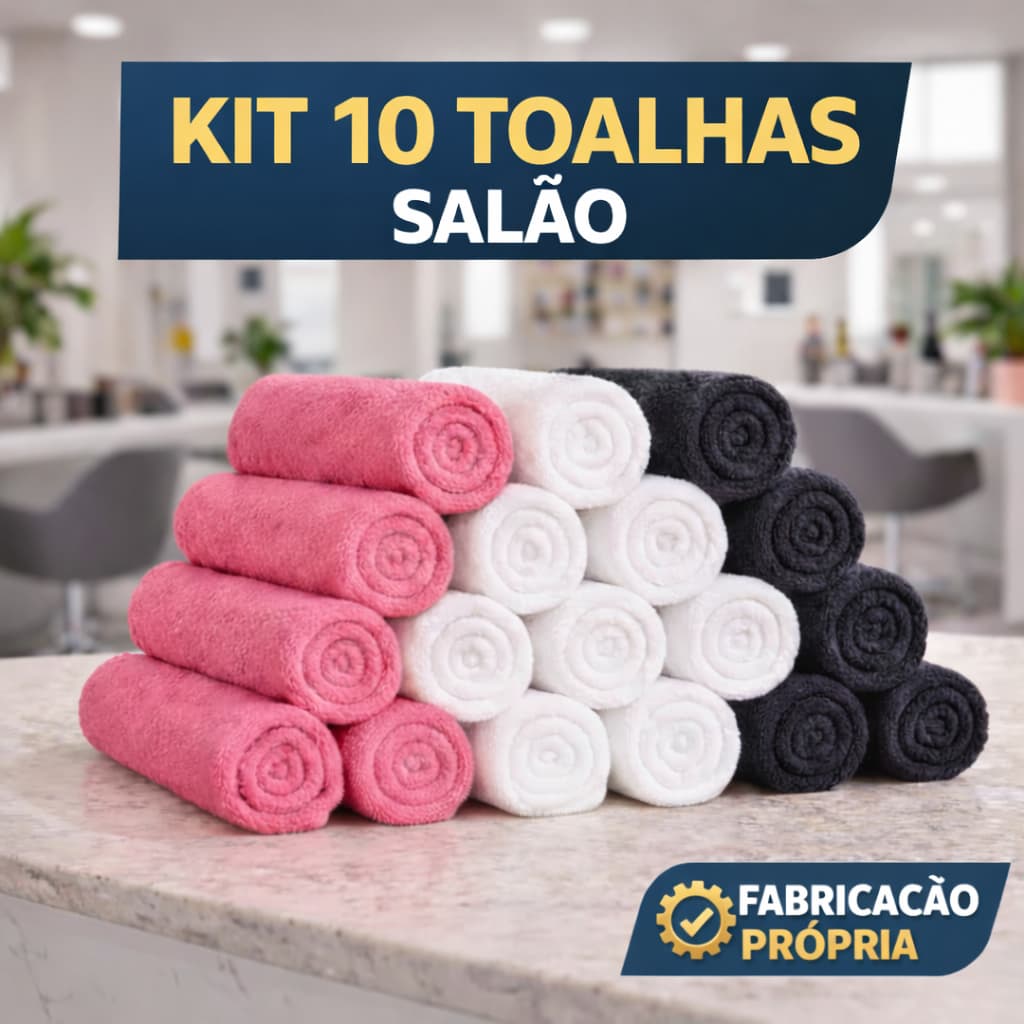 Kit 10 Toalhas Salão 45x70cm  Alta Absorção Profissional Manicure Pedicure