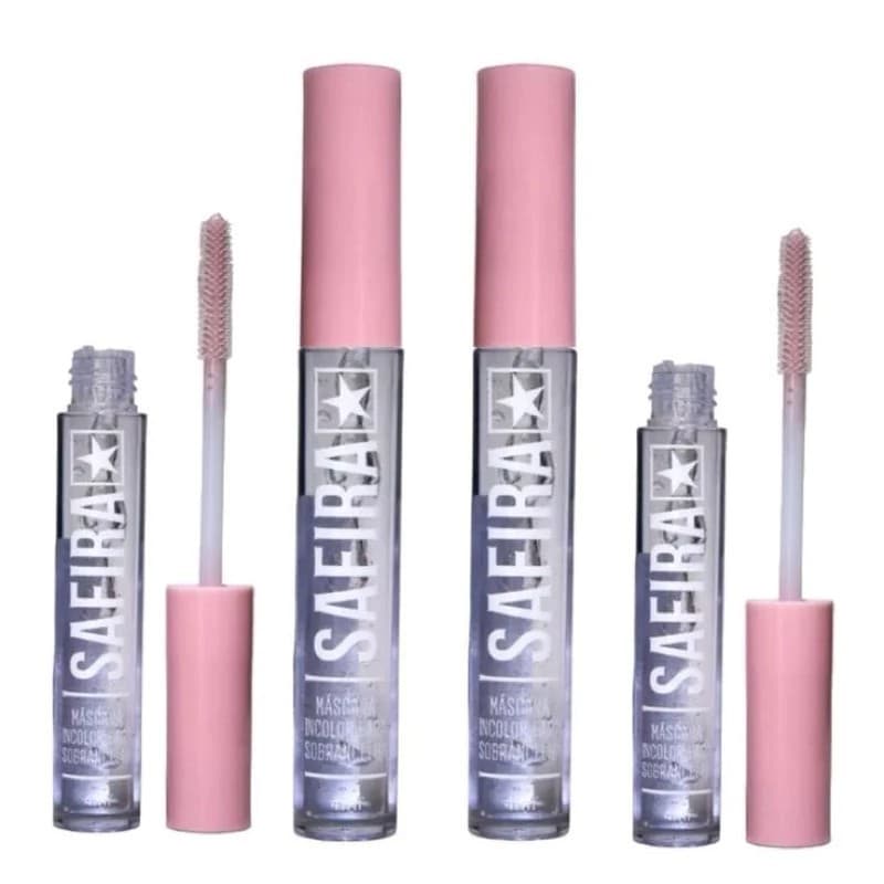 Kit 2 Gel para Sobrancelhas Safira Transparente Fixador  Máscara de Cílios Incolor Efeito Natural