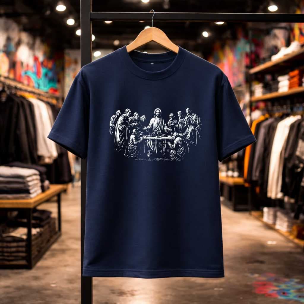 Camiseta Unissex 100% Algodão  Estampada Imagem Religiosa Santa Ceia Jesus Cristão Santos Camisa Casual Confortável