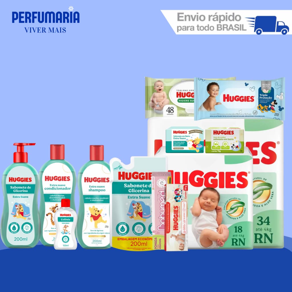 Super Kit Huggies Recém-Nascido (até 9 Itens).