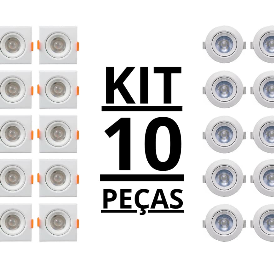 SPOT SUPER LED  6500K REAL 100% 5W BIVOLT ABS REFORCADO DOIS MODELOS QUADRADO E REDONDO KIT