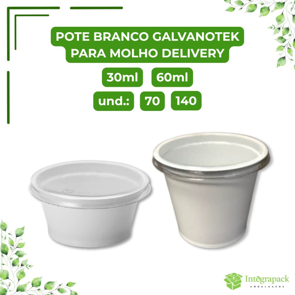 Pote Branco Molheira Molho Delivery 30ml 60ml Pote Branco Descartável Delivery Lanches Condimento