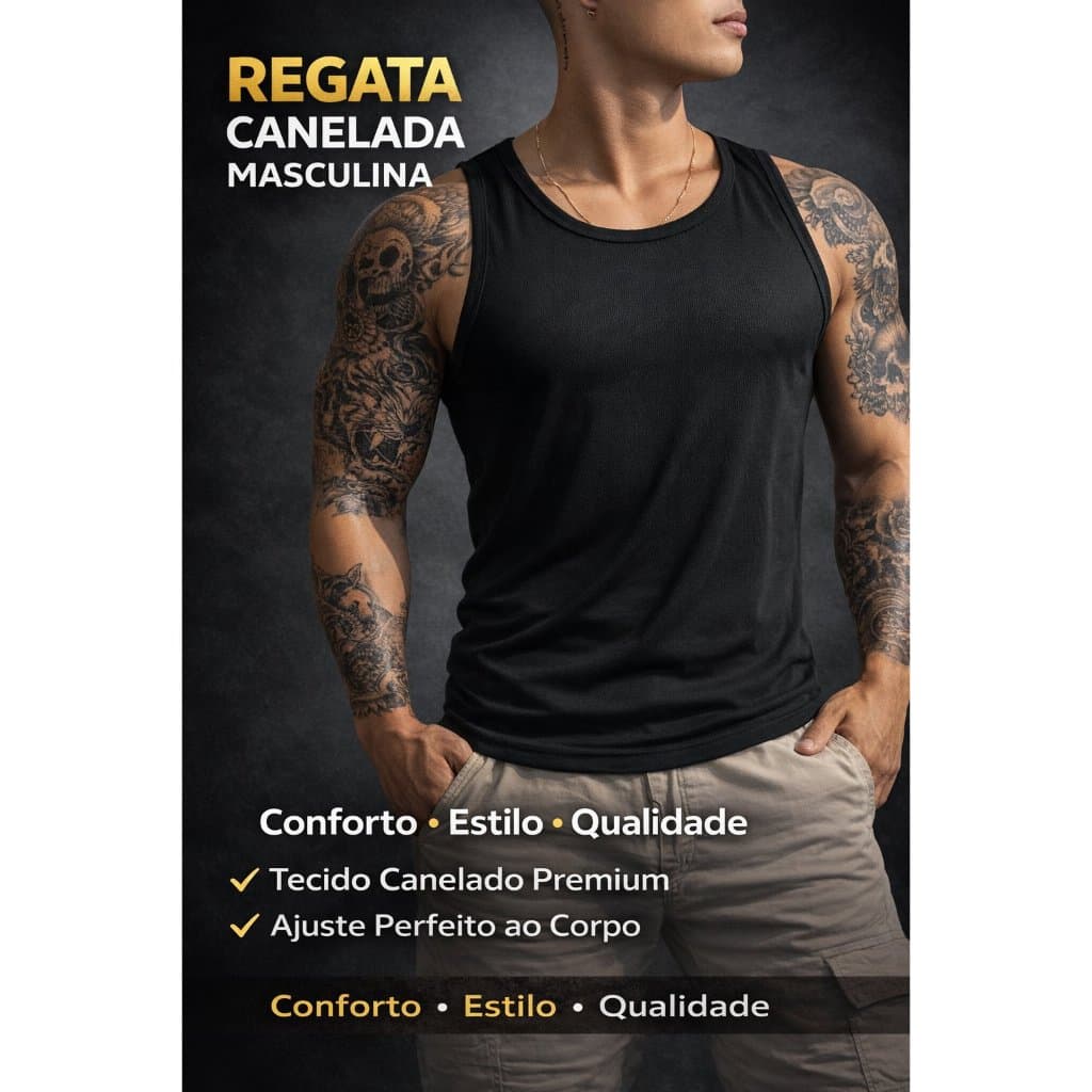 Regata Canelada Masculina Leve e Confortavel