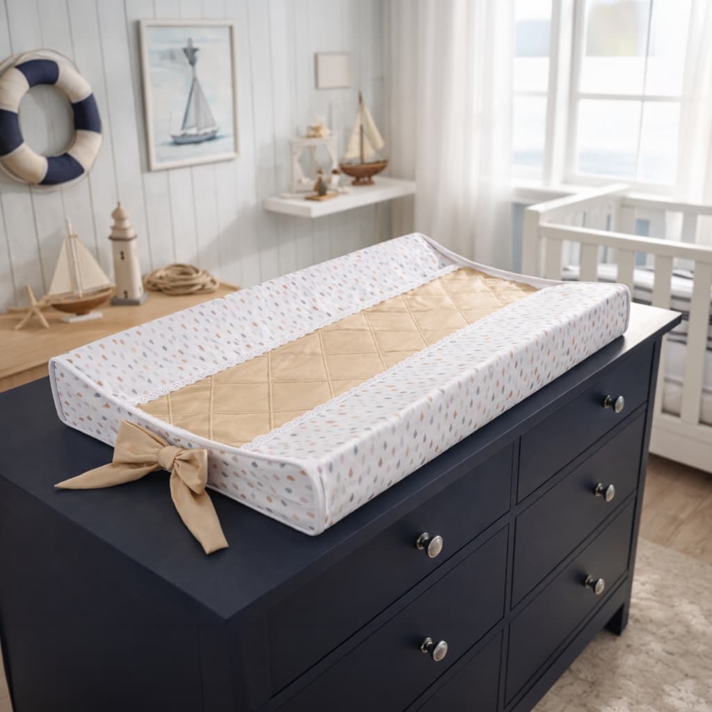 Trocador Anatômico para Comoda Menino Bebe Plastificado 65x45 Espuma 9cm Enxoval Quarto Infantil