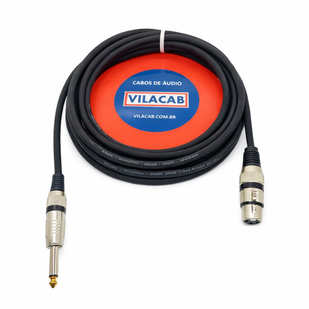 Cabo Microfone XLR Canon Femea P10 Mono Áudio Instrumentos Musicais Mesa de Som Vilacab