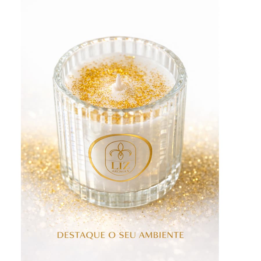 Vela aromática artesanal 170g Cera de coco  Essência premium Luxo Cha Branco Casa Chique vela perfumada Liz Aromas