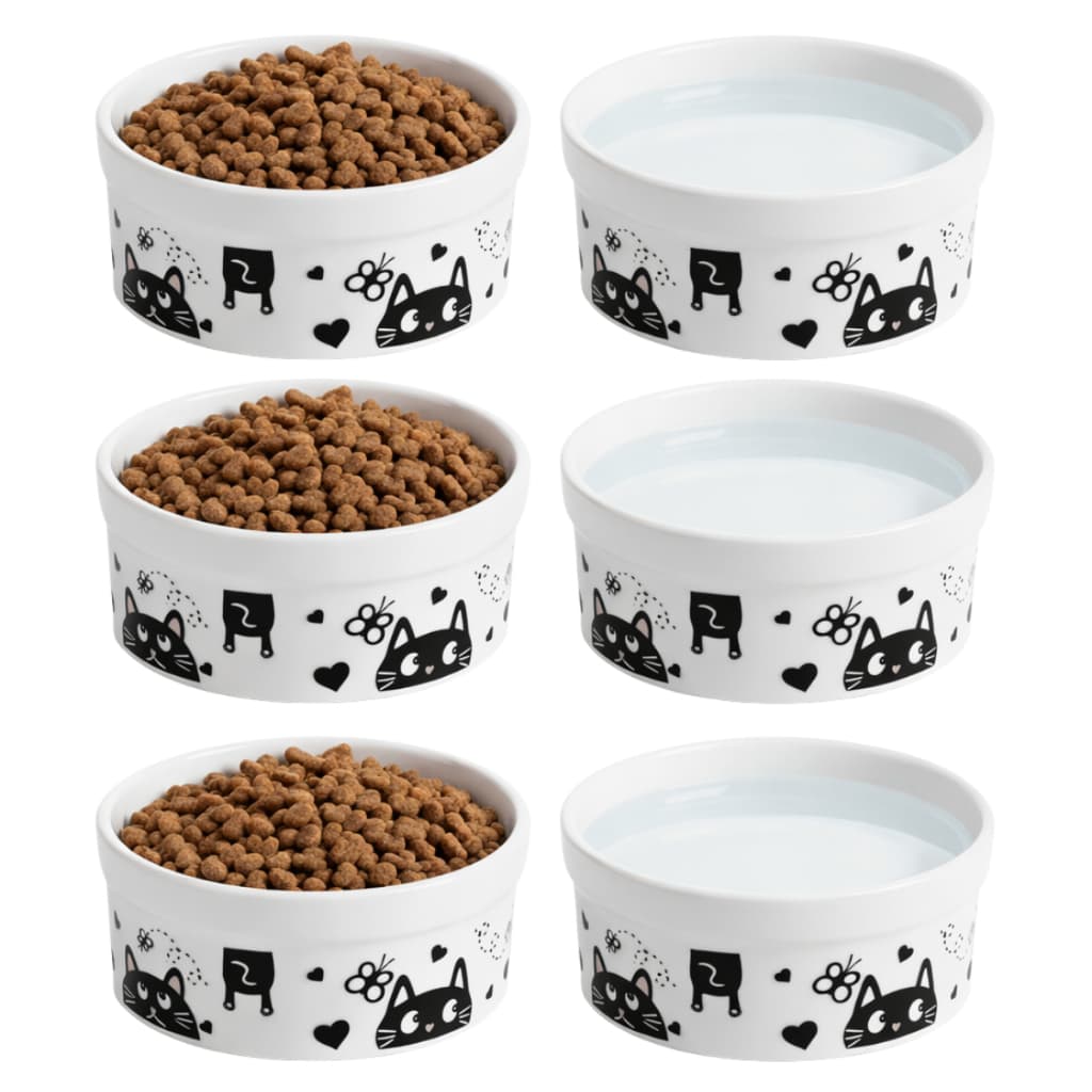 Comedouro de Porcelana para Gatos 300Ml Bebedouro 6 Peças Tigelinha Decorada PetShop