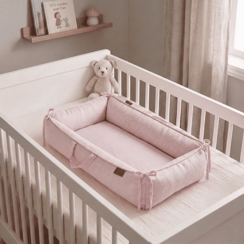 Ninho Redutor de Berço 100% Algodão Rosa Mescla Batistela Baby