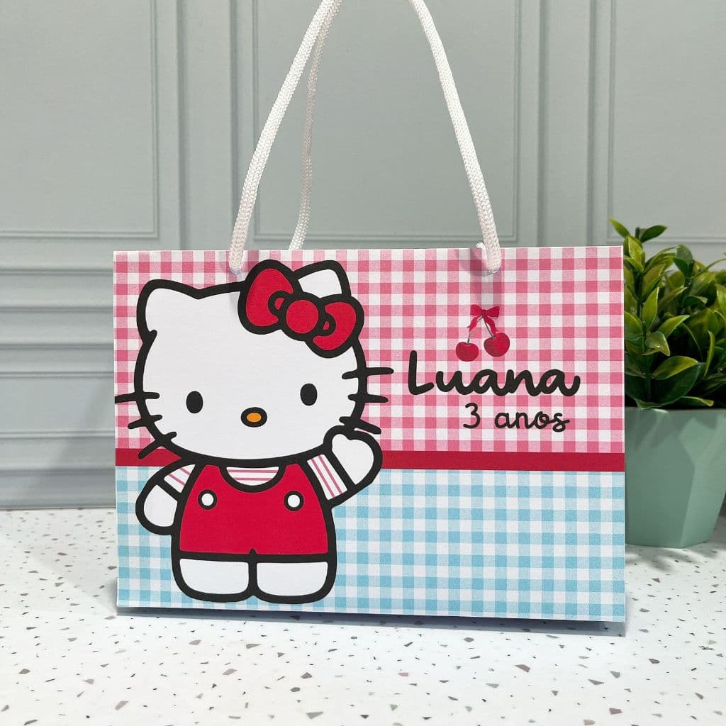 Sacolinha Personalizada Hello Kitty | Lembrancinha Aniversário PEGUE E MONTE