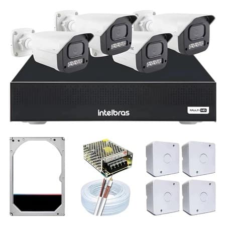 Kit 4 Câmeras Segurança Full Color Dvr Intelbras Full Color Noturna