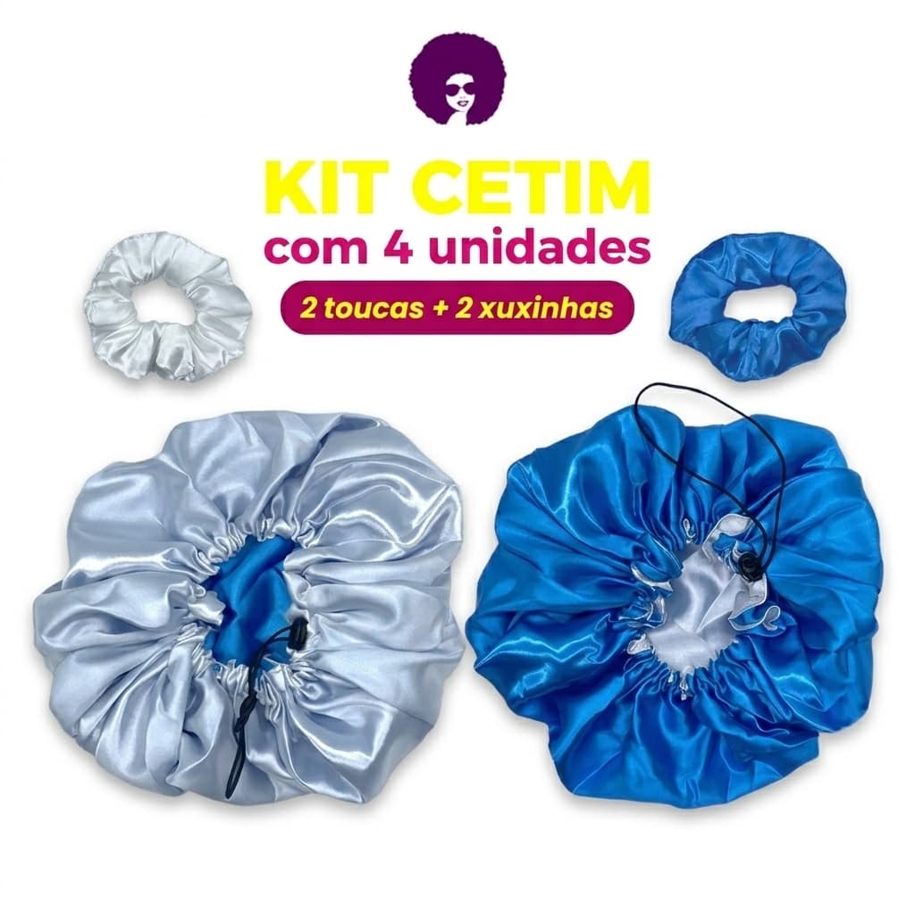 Touca Cetim Dupla Face - Anti Frizz  KIT 4X