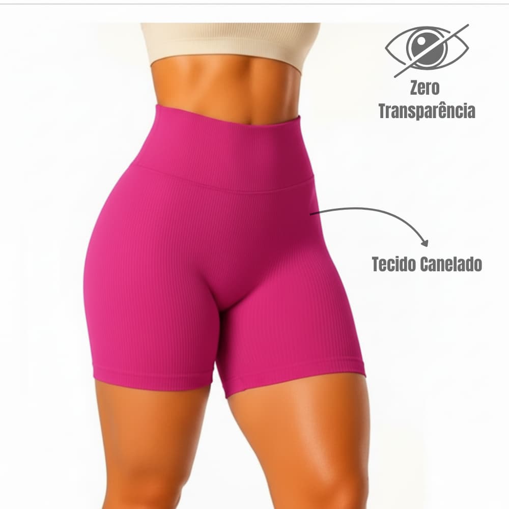 Shorts Academia Feminino Tecido Canelado Zero Transparência