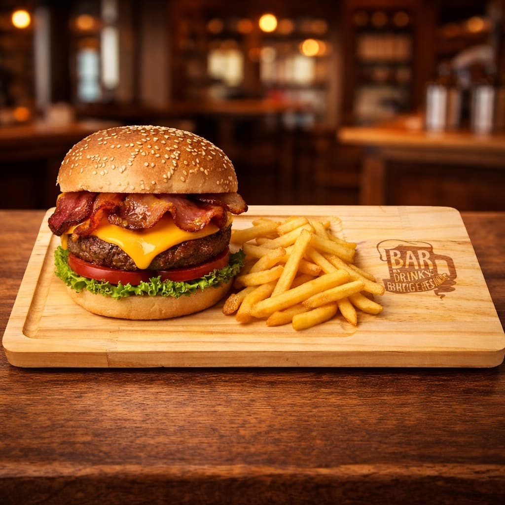 Kit 10 Tábuas Logo Gravada Hamburgueria Lanchonete Restaurante