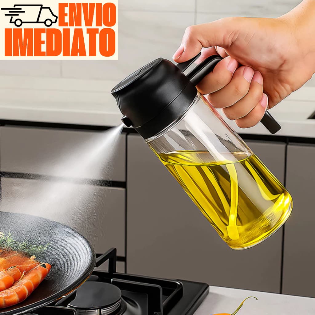 Galheteiro Dosador Porta Borrifador Azeite Vinagre Spray 470ml Vidro Inox Cozinha Mesa