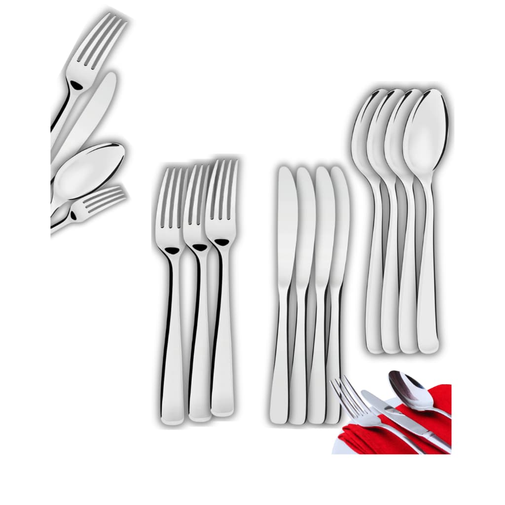 Jogo de Talheres Aço Inox  72, 54, 36 ou 18 Peças – Garfo, Faca e Colher para Cozinha e Restaurante