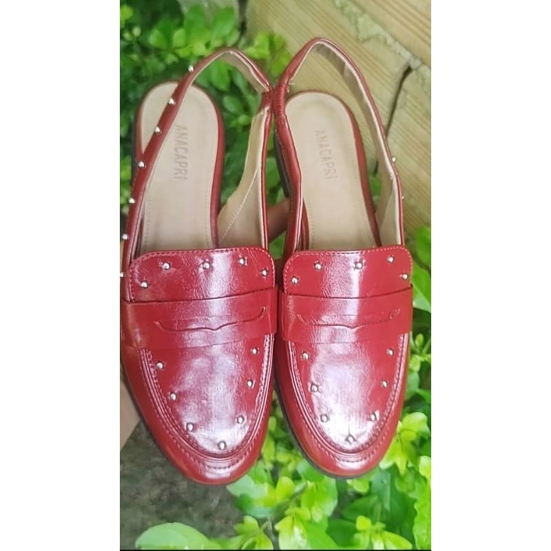 Mocassim feminino Slingback vermelho Anacapri mocassim estiloso e confortável