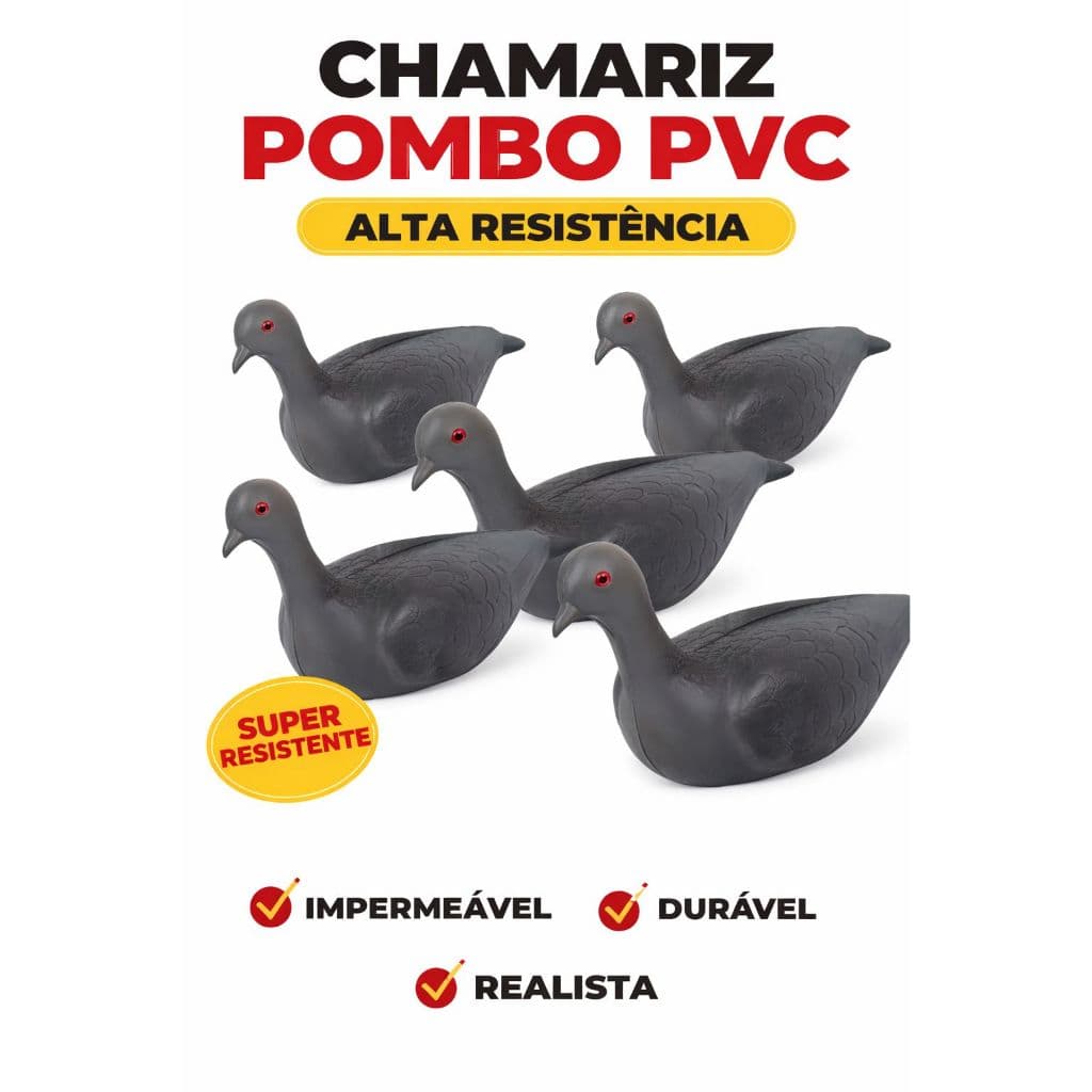 Kit 5 Pombos falsos para chamariz ou decorações de ambientes PCV alta qualidade