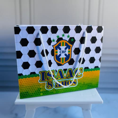 Pegue e Monte Sacolinha Personalizada FUTEBOL BRASIL | Sacolinha personalizada para lembrancinha | Lembrancinha FUTEBOL