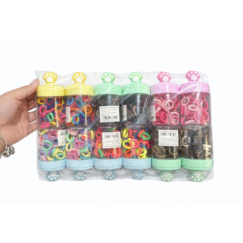 Kit Elásticos de Cabelo Infantil com Pote Patinha