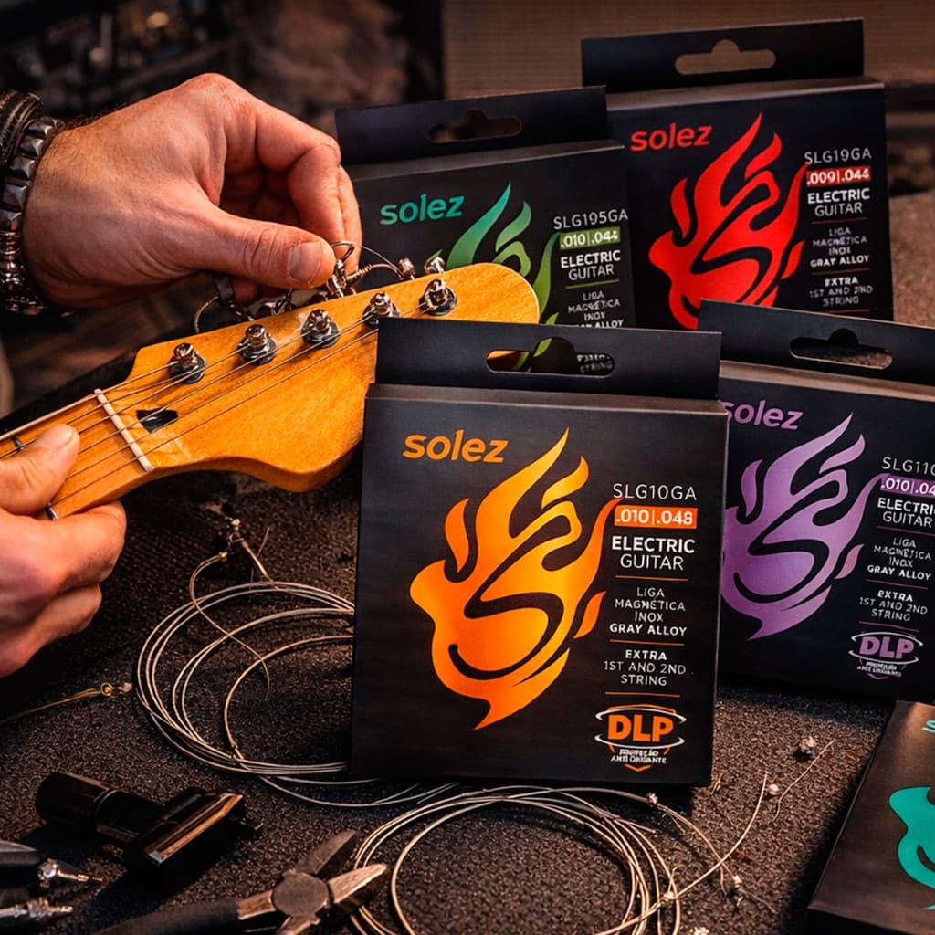Encordoamento Solez Guitarra 09 010 010.5 011 012 Cordas Extras Gray Alloy Resistente à Oxidação