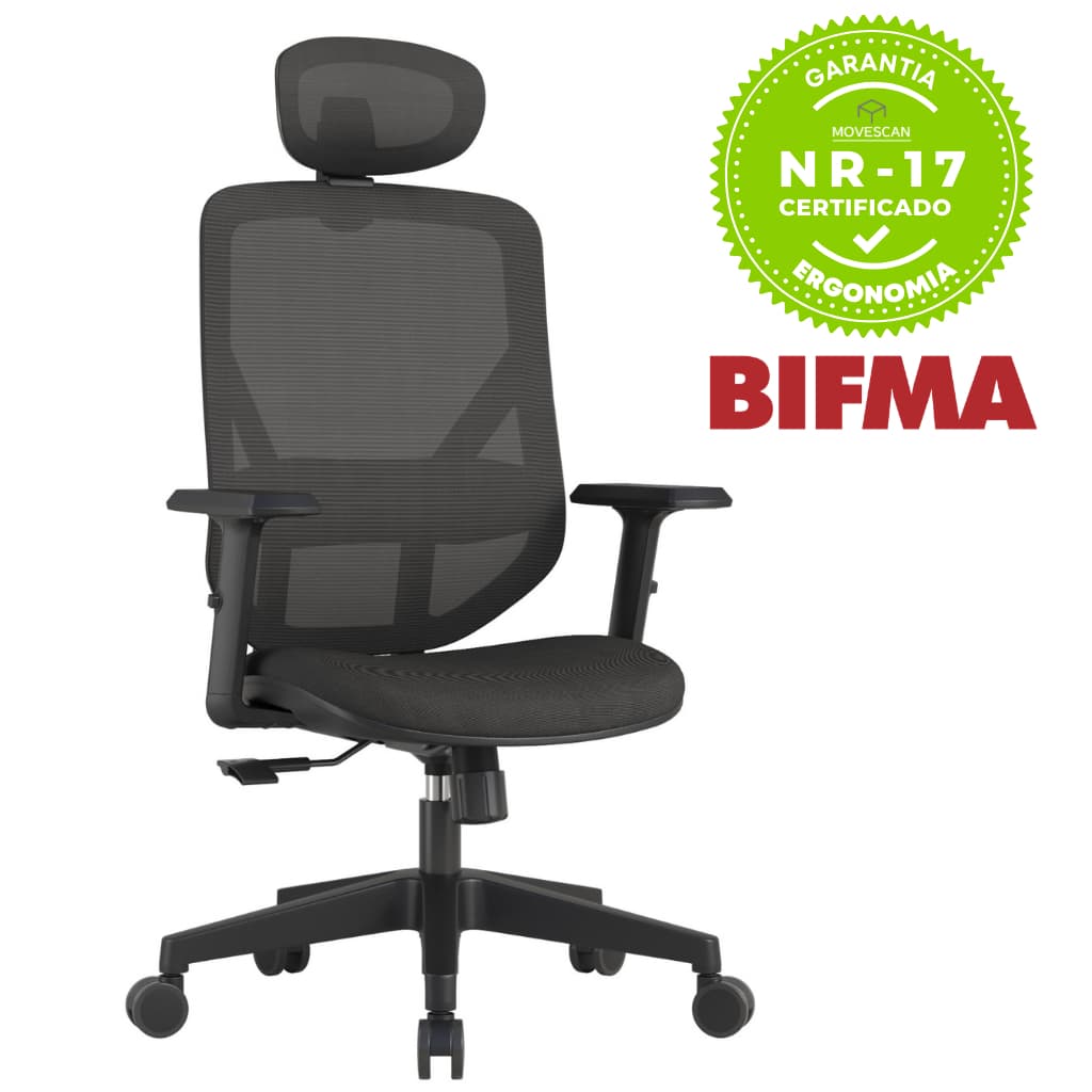 Cadeira de Escritório Ergonômica com NR17 Presidente Alpha High Movescan