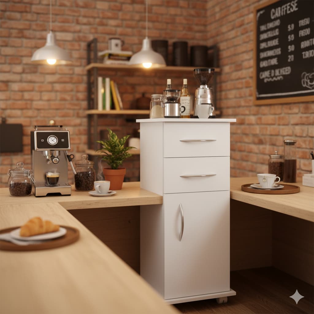 Balcão Organizador de Cozinha com Mobilidade e Gavetas