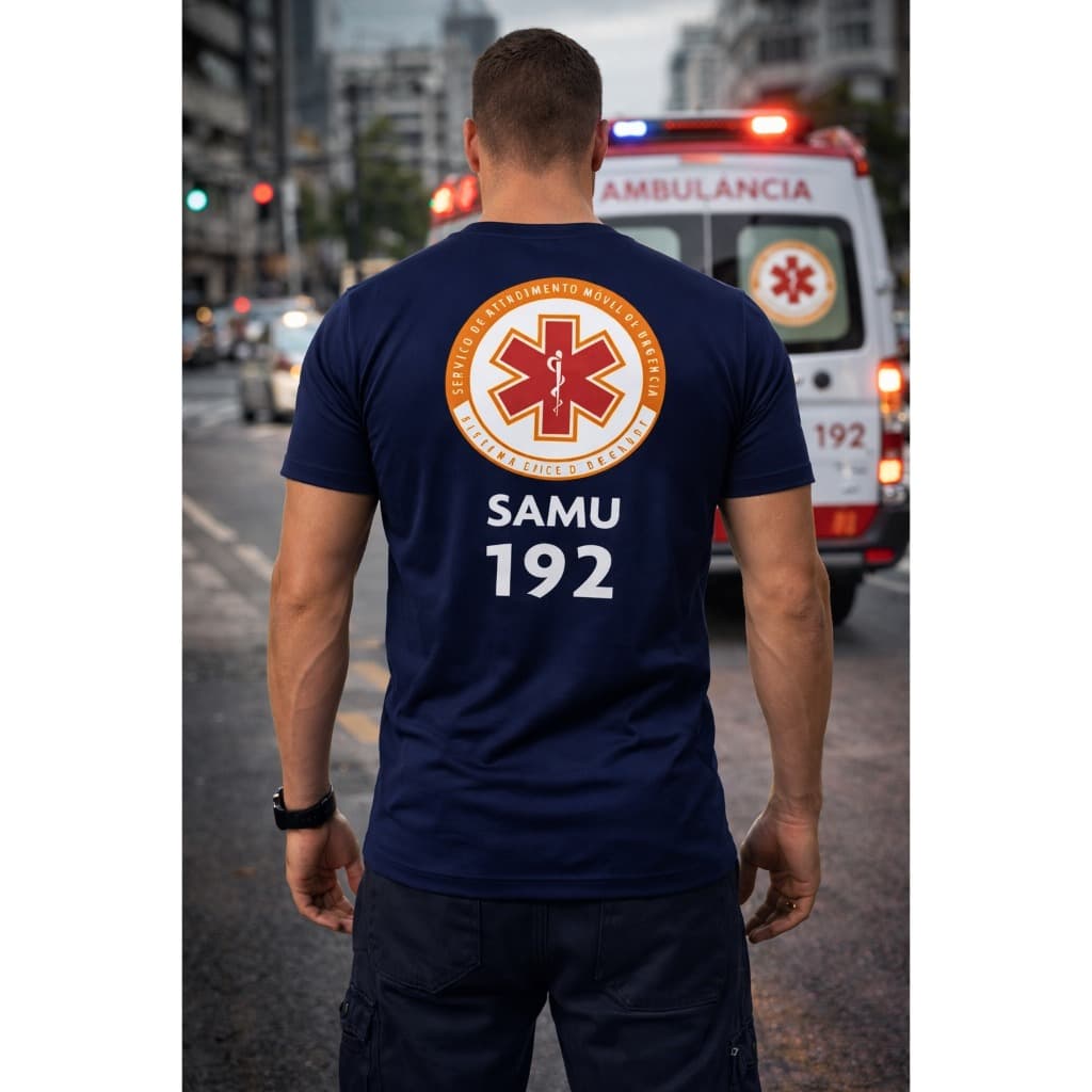 Camiseta SAMU 192 Socorrista Atendimento de Urgência Estampada Unissex