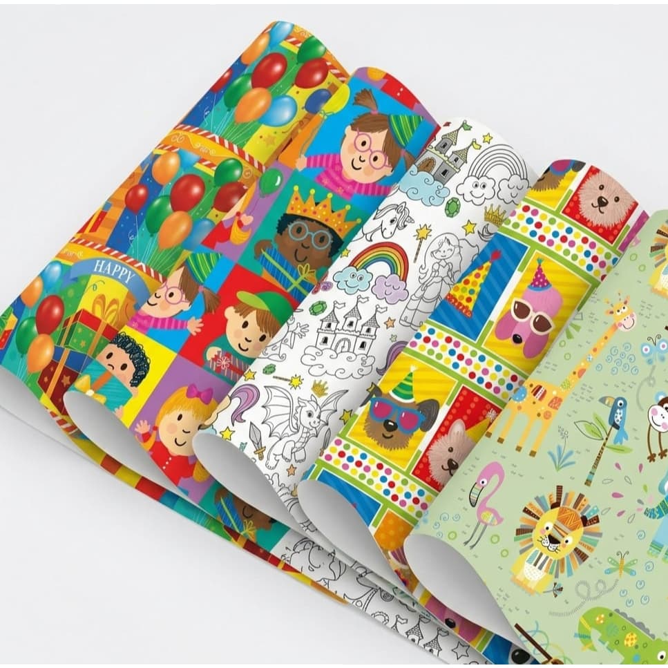 Papel De Presente Infantil Pacote Com 40 Folhas 50cm x 60cm